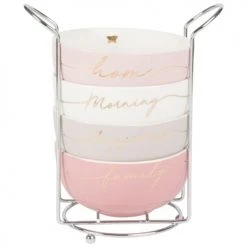 Maisons Du Monde Bols, Tasses Et Mugs 4 Bols En Faïence Avec Support En Métal