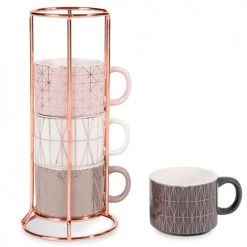 Maisons Du Monde Mugs Et Tasses De Noël 4 Tasses à Café Expresso En Faïence + Support -Bols, tasses et mugs Soldes Boutique 4 tasses a cafe expresso en faience support 1000 11 2 164248 2