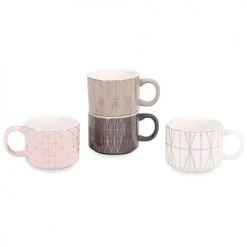 Maisons Du Monde Mugs Et Tasses De Noël 4 Tasses à Café Expresso En Faïence + Support -Bols, tasses et mugs Soldes Boutique 4 tasses a cafe expresso en faience support 1000 11 2 164248 3