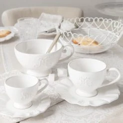 Maisons Du Monde Vaisselle De Noël Bol Déjeuner En Faïence Blanche - Lot De 2 -Bols, tasses et mugs Soldes Boutique bol dejeuner en faience blanche 1000 7 4 132352 2