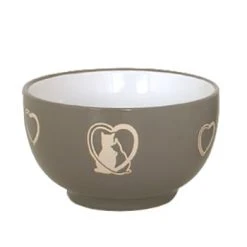 Faye Bols, Tasses Et Mugs Bol En Céramique Chat Taupe Et Blanc -Bols, tasses et mugs Soldes Boutique bol en ceramique chat taupe et blanc 1