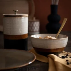 Maisons Du Monde Bols, Tasses Et Mugs Bol En Faïence Beige, Marron Et Gris Anthracite - Lot De 2 -Bols, tasses et mugs Soldes Boutique bol en faience beige marron et gris anthracite 1000 16 18 208011 2