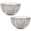 Maisons Du Monde Bols, Tasses Et Mugs Bol En Grès Blanc Motifs Traits Noirs - Lot De 2