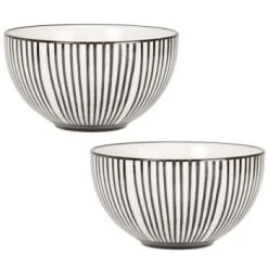Maisons Du Monde Bols, Tasses Et Mugs Bol En Grès Blanc Motifs Tirets Noirs - Lot De 2 -Bols, tasses et mugs Soldes Boutique bol en gres blanc motifs traits noirs felix 1000 13 5 217715 2 1