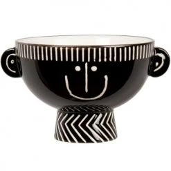 Maisons Du Monde Bols, Tasses Et Mugs Bol En Porcelaine Noire Et Blanche Motifs Graphiques