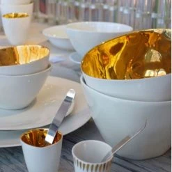 Tsé & Tsé Associées Bols, Tasses Et Mugs Bol Porcelaine Blanc Brillant Et Or D13cm -Bols, tasses et mugs Soldes Boutique bol porcelaine blanc brillant et or d13cm 1