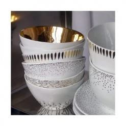 Tsé & Tsé Associées Bols, Tasses Et Mugs Bol Porcelaine Blanc Brillant Et Or D13cm -Bols, tasses et mugs Soldes Boutique bol porcelaine blanc brillant et or d13cm 4