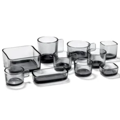 Serax Bols, Tasses Et Mugs Bol Rectangulaire En Verre Fumé Gris 12x6cm -Bols, tasses et mugs Soldes Boutique bol rectangulaire en verre fume gris 12x6cm 1