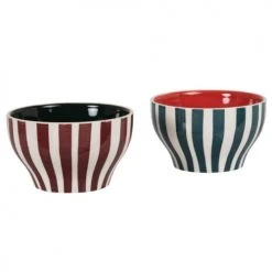 Maisons Du Monde Bols, Tasses Et Mugs Bols En Grès à Rayures Bleues Et Aubergine (X2) -Bols, tasses et mugs Soldes Boutique bols en gres a rayures bleues et aubergine x2 1000 13 15 228918 2