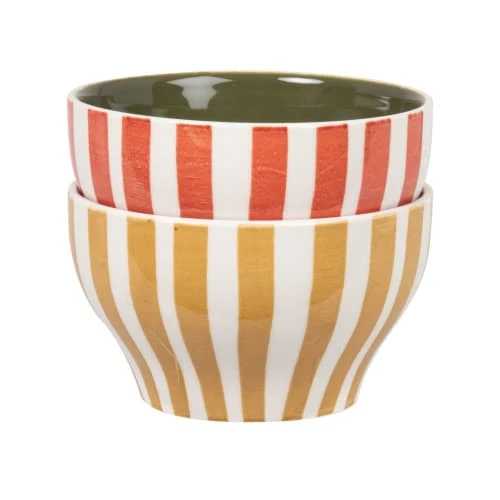 Maisons Du Monde Bols, Tasses Et Mugs Bols En Grès à Rayures Jaunes Et Rouges (X2) 3 Maisons Du Monde Bols, Tasses Et Mugs Bols En Grès à Rayures Jaunes Et Rouges (X2)