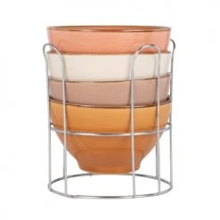 Maisons Du Monde Bols, Tasses Et Mugs Bols En Grès Multicolore (x4) Avec Support En Métal