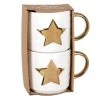 Maisons Du Monde Vaisselle De Noël Coffret 2 Tasses En Porcelaine Motif étoile Blanc Et Doré