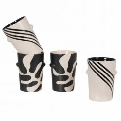 Maisons Du Monde Bols, Tasses Et Mugs Coffret 4 Tasses En Grès Beige Et Rouge -Bols, tasses et mugs Soldes Boutique coffret 4 tasses en gres beige et rouge 1000 7 27 228725 2