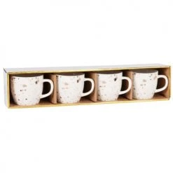 Maisons Du Monde Bols, Tasses Et Mugs Coffret 4 Tasses En Grès Blanc à Taches Dorées