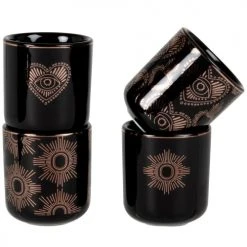 Maisons Du Monde Bols, Tasses Et Mugs Coffret 4 Tasses En Grès Vintage Noir Et Doré