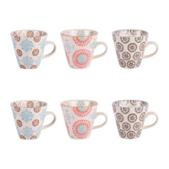 Table Passion Bols, Tasses Et Mugs Coffret 6 Tasses 17 Cl En Grès Multicolore