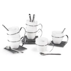 Maisons Du Monde Bols, Tasses Et Mugs Coffret 6 Tasses à Café En Porcelaine Avec Soucoupes + Cuillères -Bols, tasses et mugs Soldes Boutique coffret 6 tasses a cafe en porcelaine avec soucoupes cuilleres 1000 2 23 114208 6