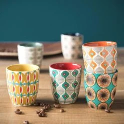 Maisons Du Monde Bols, Tasses Et Mugs Coffret 6 Tasses En Faïence Multicolore -Bols, tasses et mugs Soldes Boutique coffret 6 tasses en faience multicolore 1000 12 39 170148 5