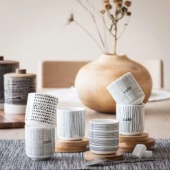 Maisons Du Monde Vaisselle De Noël Coffret 6 Tasses En Porcelaine Et Soucoupes En Bambou -Bols, tasses et mugs Soldes Boutique coffret 6 tasses en porcelaine et soucoupes en bambou 1000 7 13 196034 2