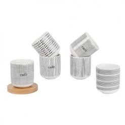 Maisons Du Monde Vaisselle De Noël Coffret 6 Tasses En Porcelaine Et Soucoupes En Bambou -Bols, tasses et mugs Soldes Boutique coffret 6 tasses en porcelaine et soucoupes en bambou 1000 7 13 196034 3