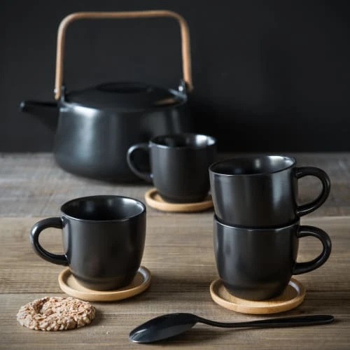 Maisons Du Monde Bols, Tasses Et Mugs Coffret 6 Tasses Et Soucoupes En Grès Noir 6 Maisons Du Monde Bols, Tasses Et Mugs Coffret 6 Tasses Et Soucoupes En Grès Noir – Image 4