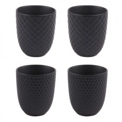 Table Passion Bols, Tasses Et Mugs Coffret De 4 Gobelets à Thé Snow Black Mat 20 Cl En Porcelaine Noir