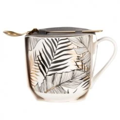 Maisons Du Monde Vaisselle De Noël Coffret Mug En Porcelaine Imprimé Et Cuillère En Métal Doré