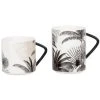 Maisons Du Monde Bols, Tasses Et Mugs Coffret Mugs (x2) En Porcelaine Taupe, Noire Et Grise Motifs Palmiers