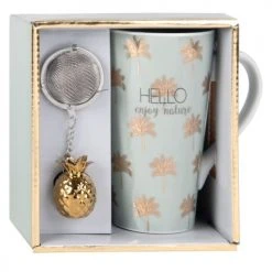 Maisons Du Monde Bols, Tasses Et Mugs Coffret Tasse Avec Infuseur à Thé En Porcelaine Motifs Dorés - Lot De 2 -Bols, tasses et mugs Soldes Boutique coffret tasse avec infuseur a the en porcelaine motifs dores 1000 9 13 176928 5