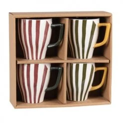 Maisons Du Monde Bols, Tasses Et Mugs Coffret Tasses En Grès Motif Multicolore (x4)