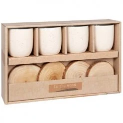 Maisons Du Monde Bols, Tasses Et Mugs Coffret Tasses En Porcelaine Crème (x4) Et Soucoupes En Camphrier