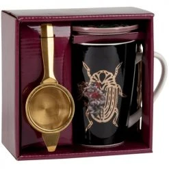 Maisons Du Monde Bols, Tasses Et Mugs Coffret Tisanière En Grès Noir Dessin Insecte Doré