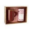 OGO Living Bols, Tasses Et Mugs Coffret Tisanière Thé Noir Aux Pétales De Rose En Grès Rouge 475 Ml