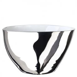 Tsé & Tsé Associées Bols, Tasses Et Mugs Grand Bol Porcelaine Blanc Brillant Et Platine D16cm