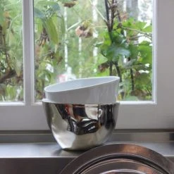 Tsé & Tsé Associées Bols, Tasses Et Mugs Grand Bol Porcelaine Blanc Brillant Et Platine D16cm -Bols, tasses et mugs Soldes Boutique grand bol porcelaine blanc brillant et platine d16cm 4