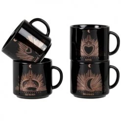 Maisons Du Monde Bols, Tasses Et Mugs Lot De 4 Tasses En Grès Noir Et Doré