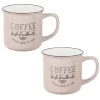 Maisons Du Monde Bols, Tasses Et Mugs Mug En Faïence Beige Imprimée - Lot De 2