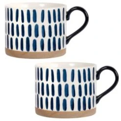 Maisons Du Monde Bols, Tasses Et Mugs Mug En Faïence Blanche Imprimé Tiges Bleues - Lot De 2 -Bols, tasses et mugs Soldes Boutique mug en faience blanche motifs traits bleus yukon 1000 5 36 207660 3 1