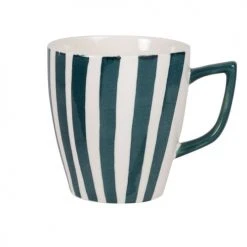 Maisons Du Monde Bols, Tasses Et Mugs Mug En Grès à Rayures Bleues Et Blanches - Lot De 2