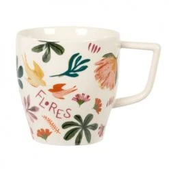 Maisons Du Monde Bols, Tasses Et Mugs Mug En Grès Blanc Et Motifs Multicolore - Lot De 2