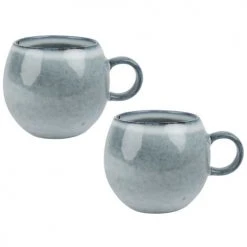Maisons Du Monde Vaisselle De Noël Mug En Grès Bleu Gris - Lot De 2