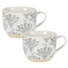 Maisons Du Monde Bols, Tasses Et Mugs Mug En Grès écru à Motifs Bleu Gris - Lot De 2 -Bols, tasses et mugs Soldes Boutique mug en gres ecru a motifs bleu gris 1000 11 40 224105 2