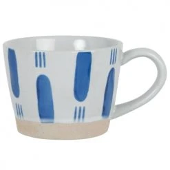Maisons Du Monde Bols, Tasses Et Mugs Mug En Grès écru Motifs Bleu Marine - Lot De 2 -Bols, tasses et mugs Soldes Boutique mug en gres ecru motifs bleu marine 1000 2 5 222430 1