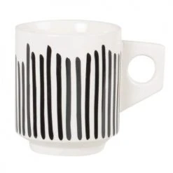 Maisons Du Monde Bols, Tasses Et Mugs Mug En Grès Imprimé Lignes Noires - Lot De 2
