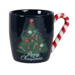 Maisons Du Monde Vaisselle De Noël Mug En Grès Motifs Noël Noirs, Blancs, Verts, Rouges Et Dorés - Lot De 2