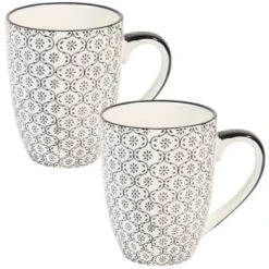 Maisons Du Monde Vaisselle De Noël Mug En Grès Noir Et Blanc Imprimé - Lot De 2 -Bols, tasses et mugs Soldes Boutique mug en gres noir et blanc imprime chiang mai 1000 3 40 154159 2