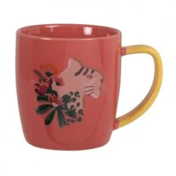 Maisons Du Monde Bols, Tasses Et Mugs Mug En Grès Orange Et Rose Dessin Tigre - Lot De 2