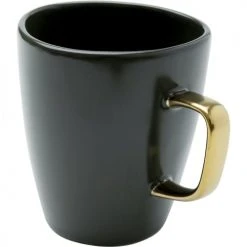 Kare Design Bols, Tasses Et Mugs Mug En Grès Vert Foncé Et Doré - Lot De 4 -Bols, tasses et mugs Soldes Boutique mug en gres vert fonce et dore lot de 4 2