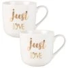 Maisons Du Monde Bols, Tasses Et Mugs Mug En Porcelaine Blanche Imprimée - Lot De 2