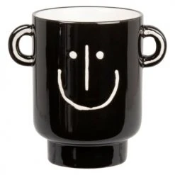 Maisons Du Monde Bols, Tasses Et Mugs Mug En Porcelaine Noire, écrue Et Grise Motifs Graphiques - Lot De 2